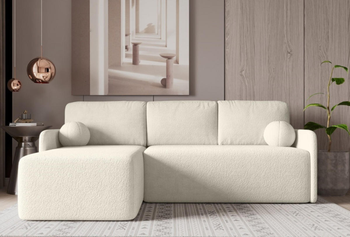 ECKSOFA Ecru BLUMEN Boucle Universal - Ecru, Textil (212/142cm) - Sepro Meble