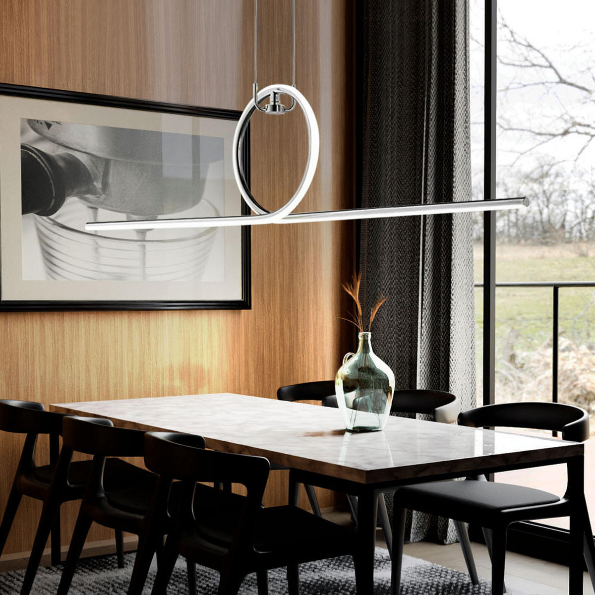 LED HÄNGELEUCHTE Chrom Silber - Silberfarben, Metall (112.5/21/162.5cm) - Wofi