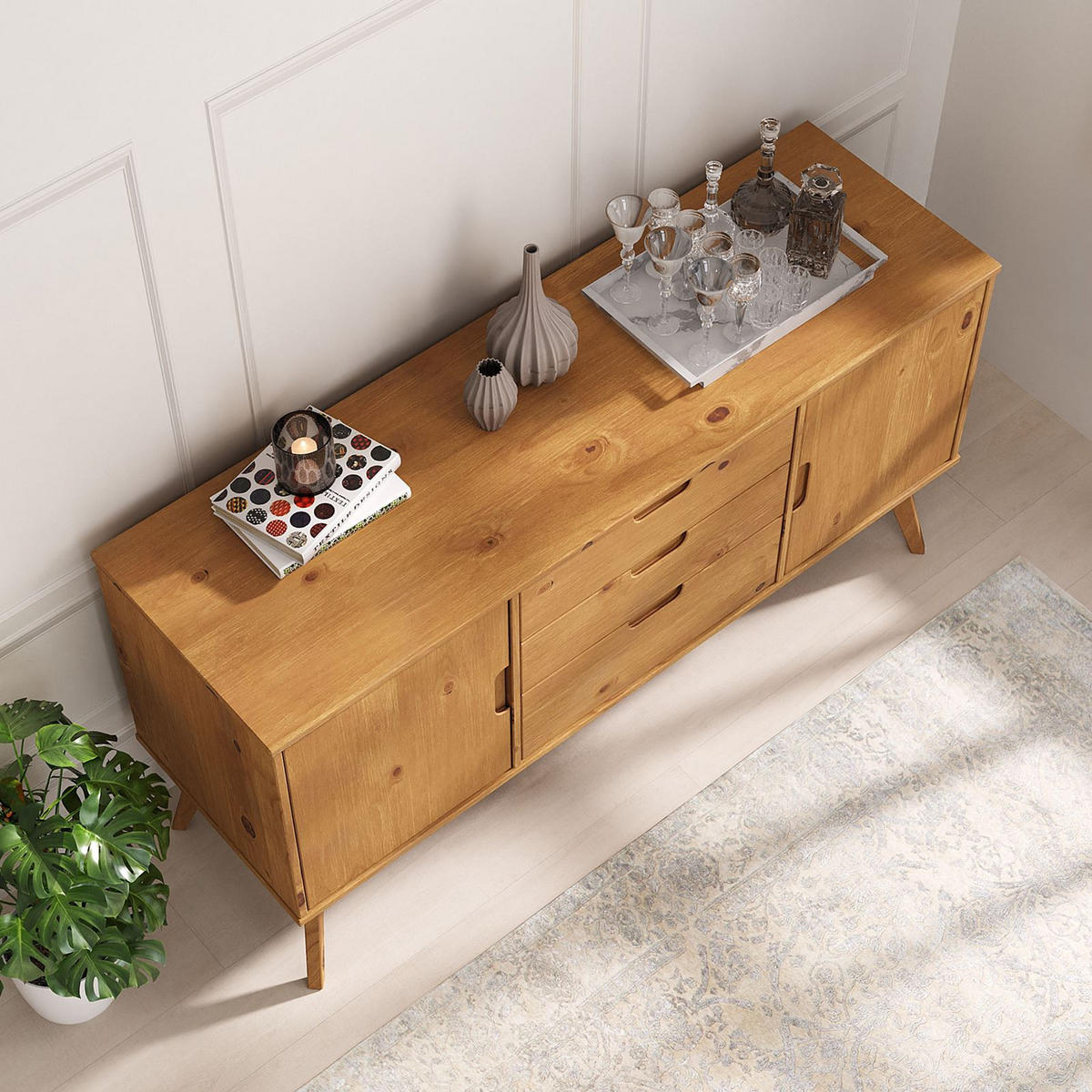 SIDEBOARD TIVOLI - Braun, Holz (145/75/45cm) - IDIMEX