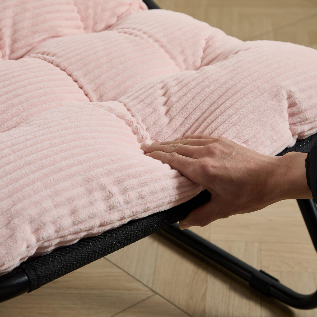 SESSELSET, Relaxsessel mit Hocker,Stahlrahmen,Cord,Rosa - Rosa, Textil/Metall (78/86/65cm) - LVHOM