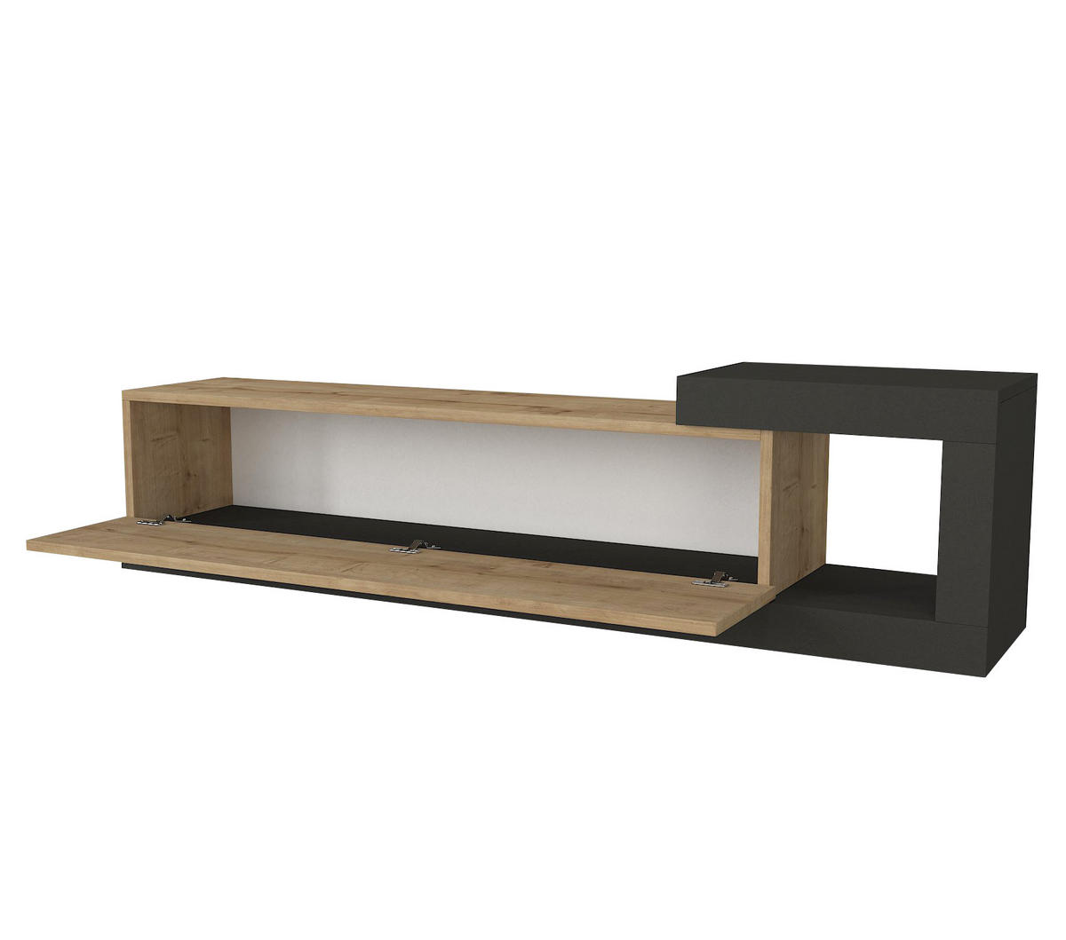 MOEBEL17 TV Lowboard 150 cm – Modernes Lowboard TV Schrank – TV Board Wohnzimmer – Fernsehtisch – TV Möbel Sideboard Modern – Modell Bliss - Anthrazit/Braun, Holzwerkstoff (150/37/30cm) - moebel17