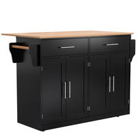 KÜCHENINSEL DE-41292 120/46-70/91 cm mit klappbarer Tischplatte Schwarz - Schwarz, Holzwerkstoff (120/91.5/71cm) - ComfortXL