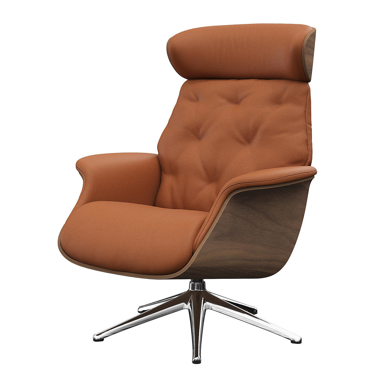 RELAXSESSEL - Echtleder - Kastanienfarben/Chromfarben, Leder/Metall (83/110/83cm) - home24