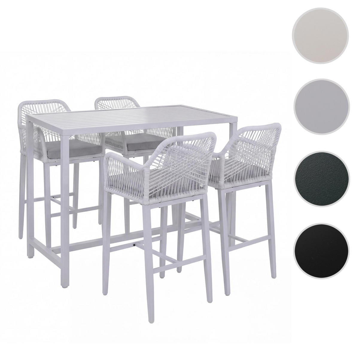 SET BARSKA MIZA + BARSKI STOLI kvadratni sivi komplet 5 kosov - siva, kovina (65/130/105cm) - MCW