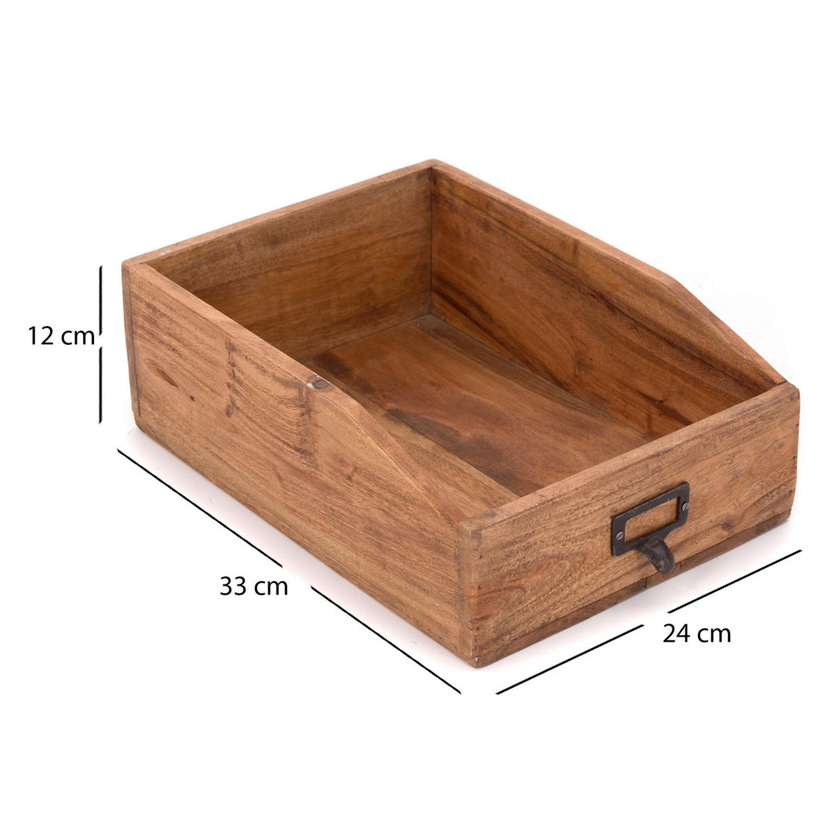 DOKUMENTENABLAGE Carta Mahagoni Holz, etikettierbarer Griff 01 natur-vintage - Naturfarben, Holz (33/24/12cm) - DESIGN DELIGHTS