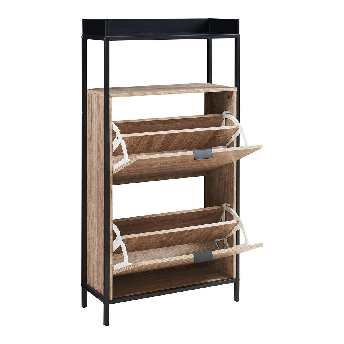 SCHUHKIPPER Belana - Eichefarben/Schwarz, Holzwerkstoff/Metall (60/115.5/23.5cm) - [en.casa]