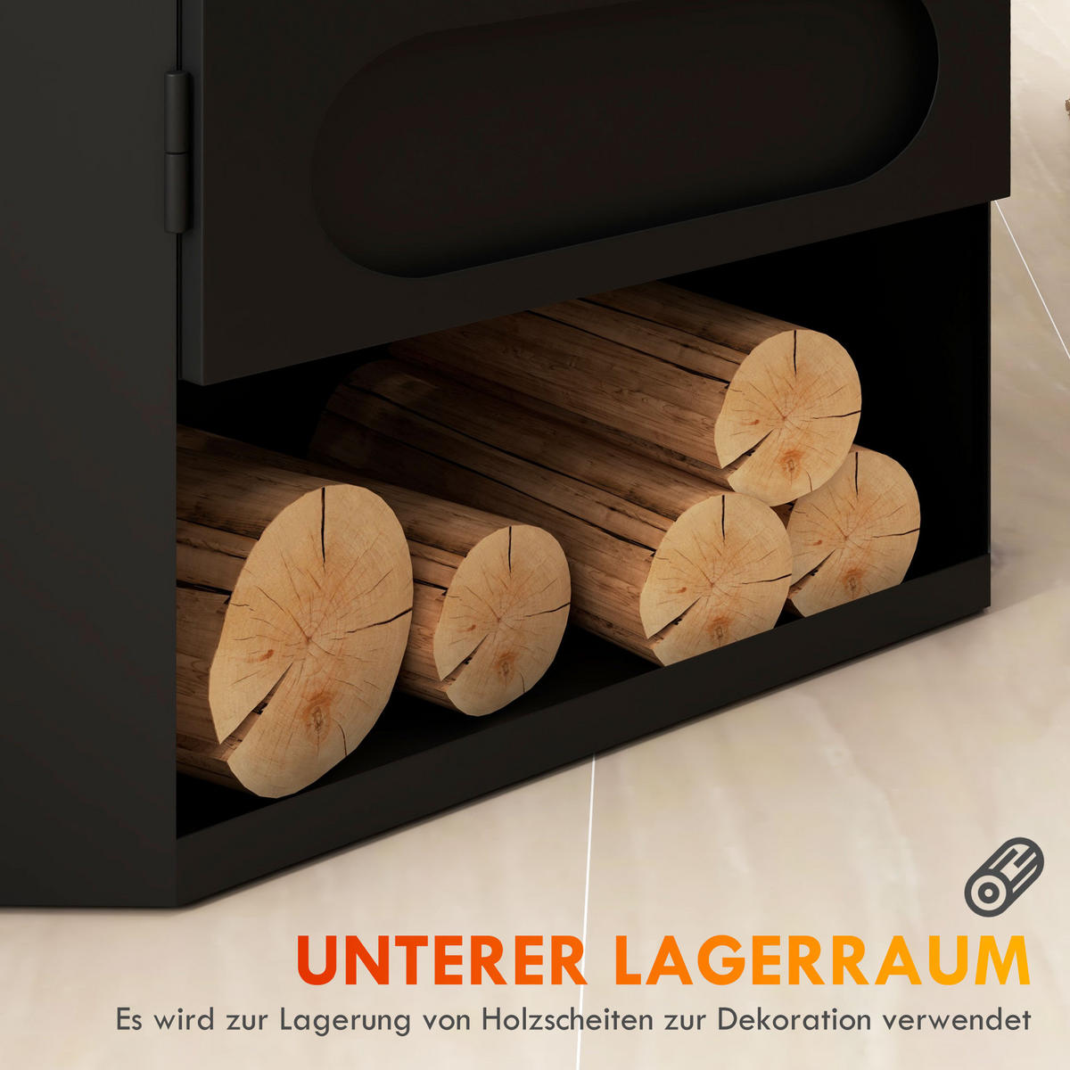 ETHANOL-KAMIN 7000 BTU Ethanol Ofen mit 3h Brenndauer, Flammenlöscher, Stahl - Schwarz, Metall (25/68/43cm) - HOMCOM
