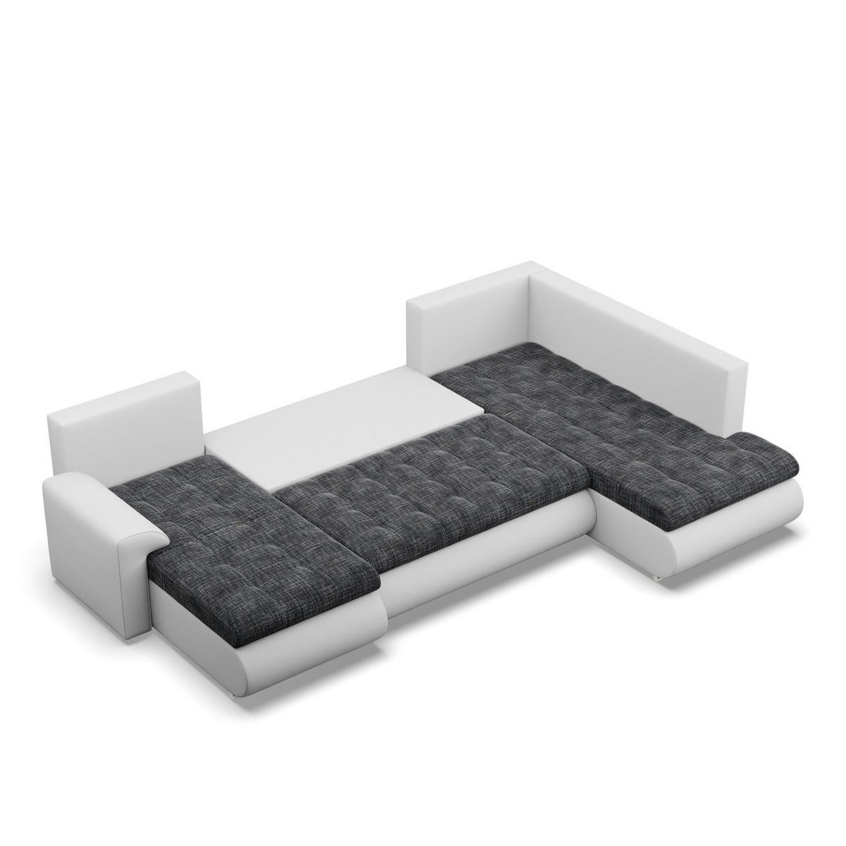 U-SOFA MIT SCHLAFFUNKTION FORESTA, Schwarz + Grau - Schwarz/Grau, Textil (300/89/200cm)