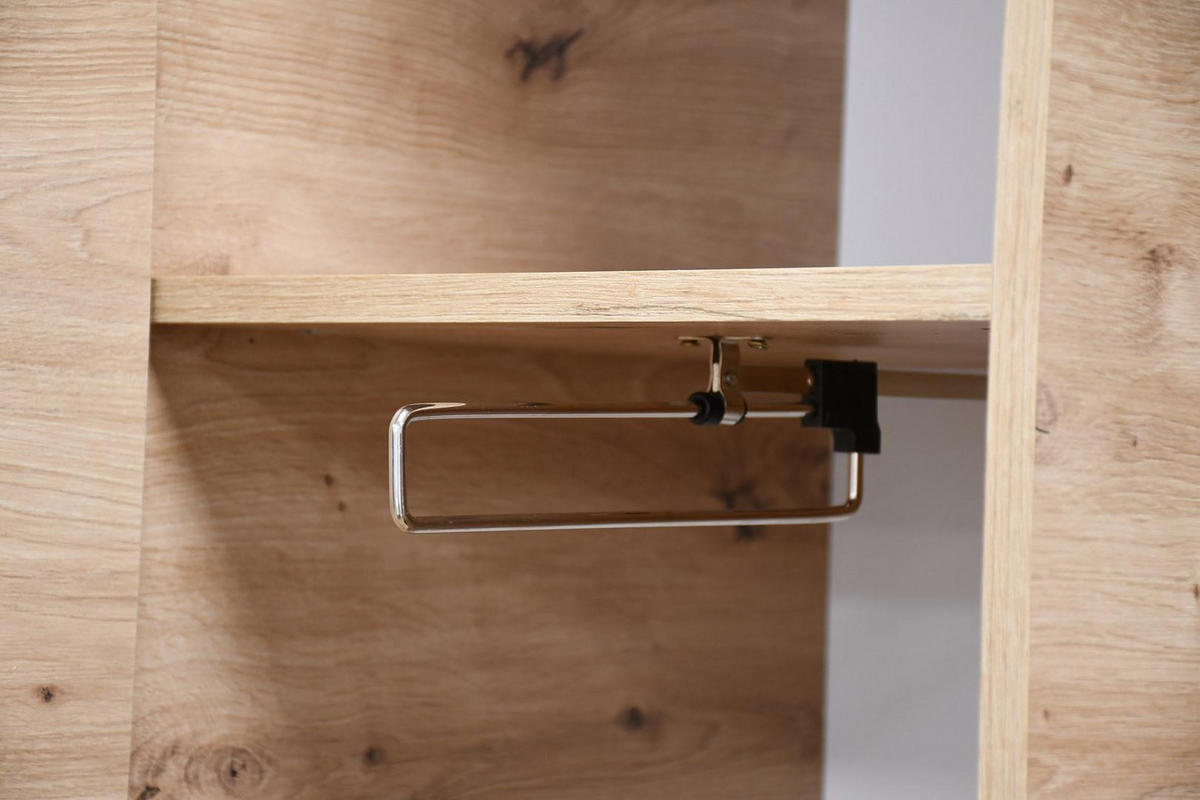 ŠATNÍ skříň LIVIA – vysoká skříň se zrcadlem a lamelami v dekoru dub Artisan, černá - černá, kompozitní dřevo (58/207/42cm) - Beautysofa