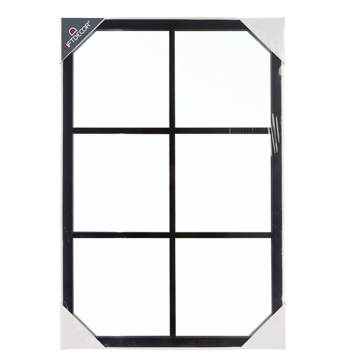 SPIEGEL Sprossen rechteckig 71/49 cm - Schwarz, Glas (71/49/2.7cm) - Giftdecor