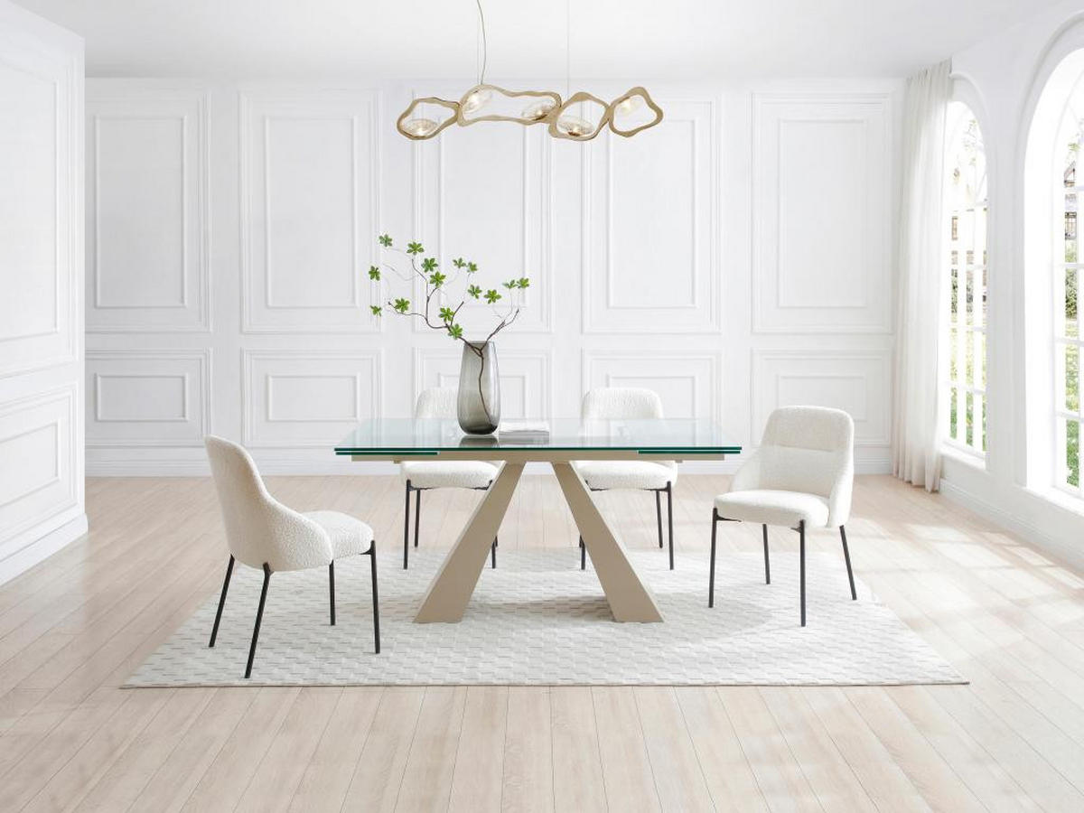 ESSTISCH ausziehbar - 6 bis 10 Personen - Sicherheitsglas & beigefarbenes Metall - Transparent - LOZIPA - Transparent, Glas (240/90/76cm) - Vente-Unique