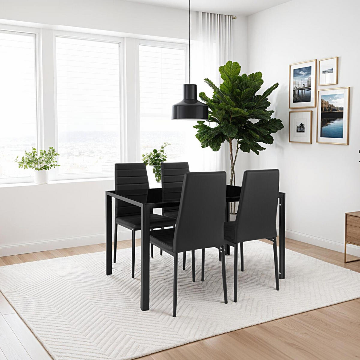 ESSZIMMERGRUPPE 5-teilig Berlin schwarz - Schwarz, Metall (70/75/120cm) - tectake