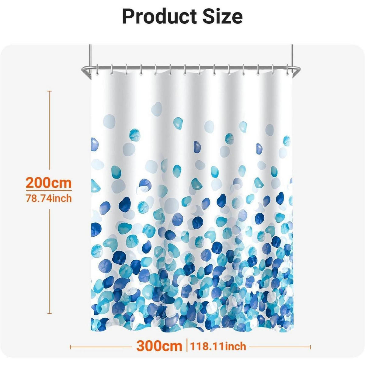 DUSCHVORHANG Blaue Blütenblätter 300 x 200 cm - Multicolor, Textil (300/200cm)