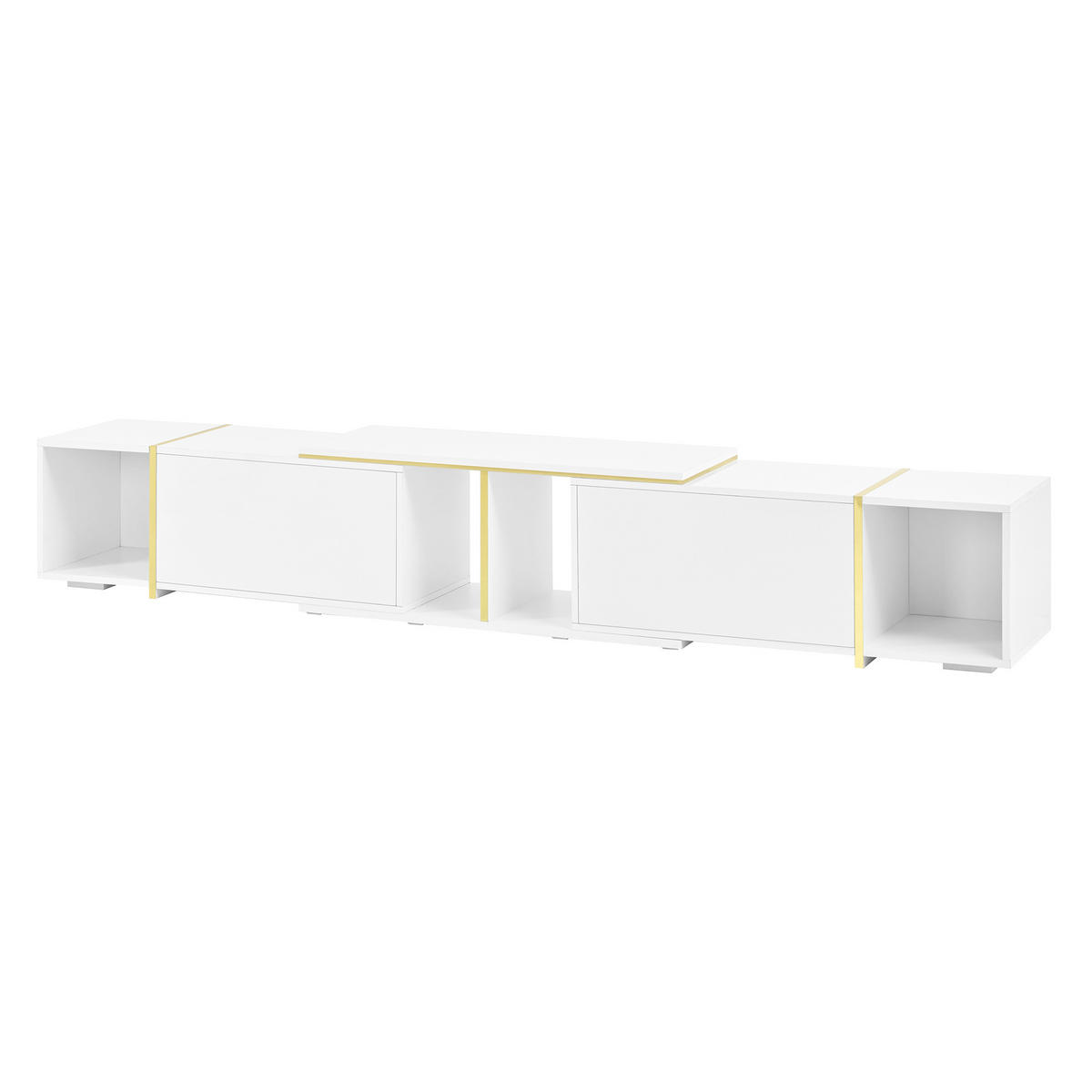 LOWBOARD DE-40123 ausziehbar mit Hochglanzfronten Weiß - Weiß, Holzwerkstoff (275/37/35cm) - ComfortXL