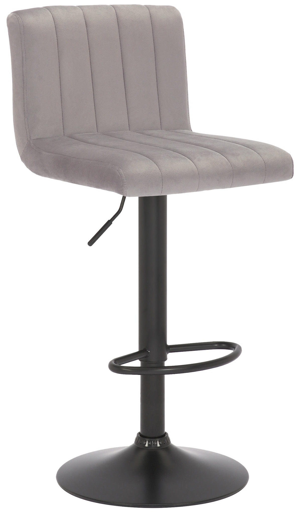 BARHOCKER Samt grau - Schwarz/Grau, Textil/Metall (41/87/49cm) - CLP