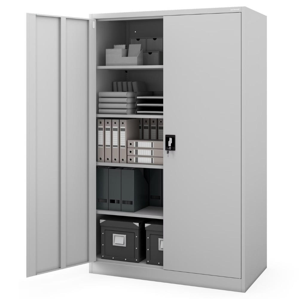 AKTENSCHRANK abschließbar KADO Flügeltüren 185x115x60cm Grau - Grau, Metall (115/185/60cm) - DELUKE