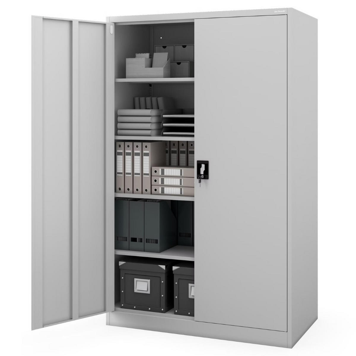 AKTENSCHRANK abschließbar KADO Flügeltüren 185x115x60cm Grau - Grau, Metall (115/185/60cm) - DELUKE
