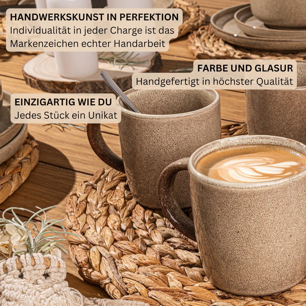 KAFFEEBECHER SET KAIRO MOCHA - 6 aus Steingut - Beige, Keramik (0.4L) - Sänger
