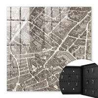 SCHLÜSSELBOX Schwarz 30x30 cm- Türöffnung nach rechts - Stadtplan - Beige, Metall (30/30/5cm) - TULUP