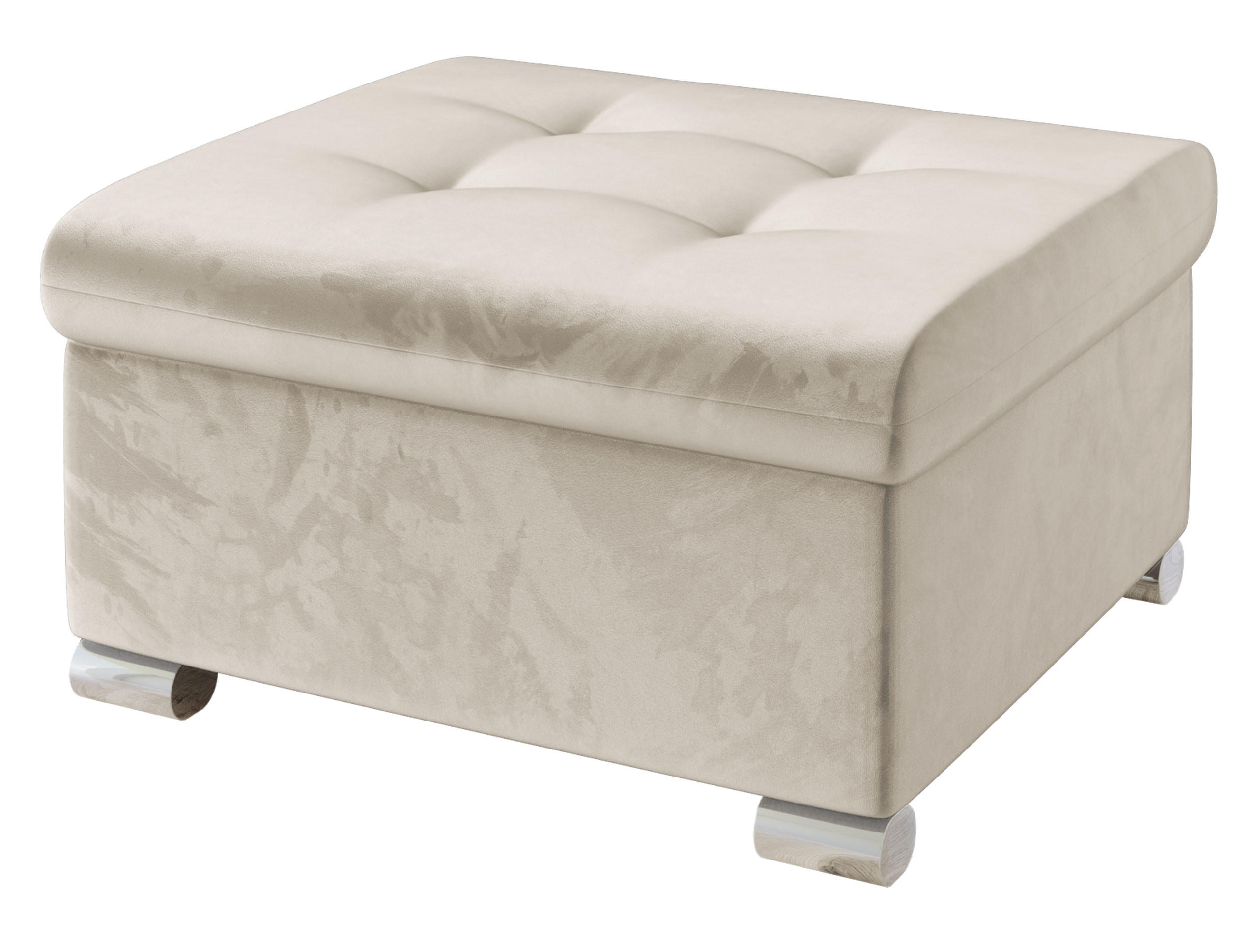 POLSTERHOCKER Niko Klein - Silberfarben/Naturfarben, Holz/Textil (70/41/68cm) - MIRJAN24