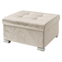 POLSTERHOCKER Niko Klein - Silberfarben/Naturfarben, Holz/Textil (70/41/68cm) - MIRJAN24