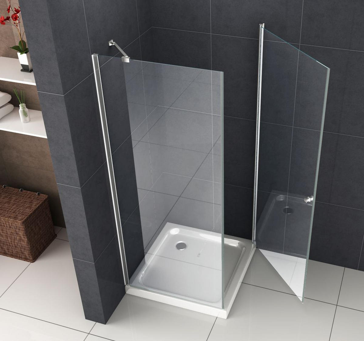 DUSCHKABINE DETO-FIX Klar 80 x 80 x 190 cm 6 mm ESG - Klar, Glas (80/80/190cm) - Glasdeals