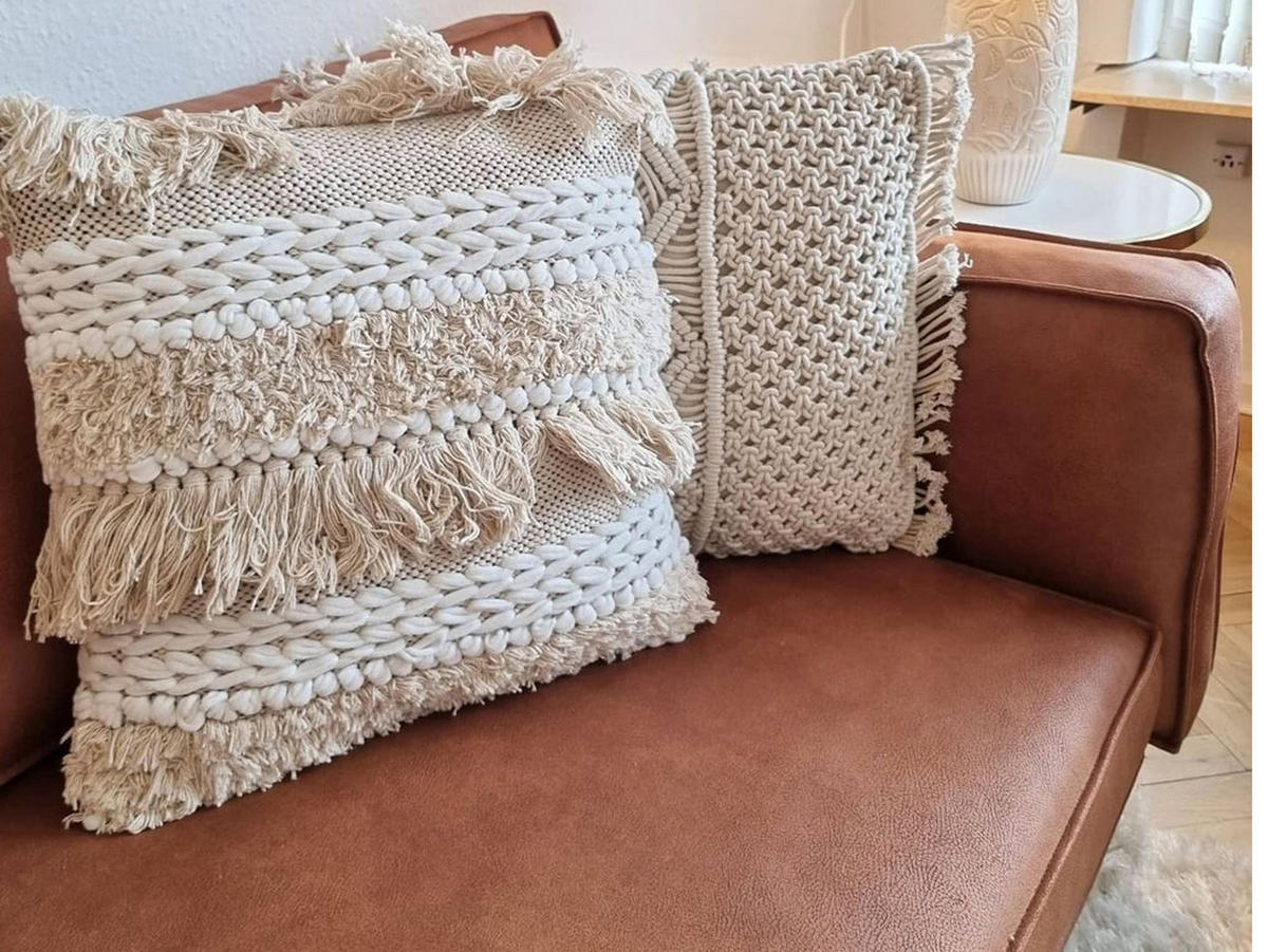 OKRASNA BLAZINA komplet 2 svetlo bež 45/45 cm Villur - bež, tekstil/naravni materiali (45/45cm) - Beliani