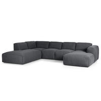 WOHNLANDSCHAFT mit Longchair - Schwarz/Grau, Textil (325/71/235cm) - home24