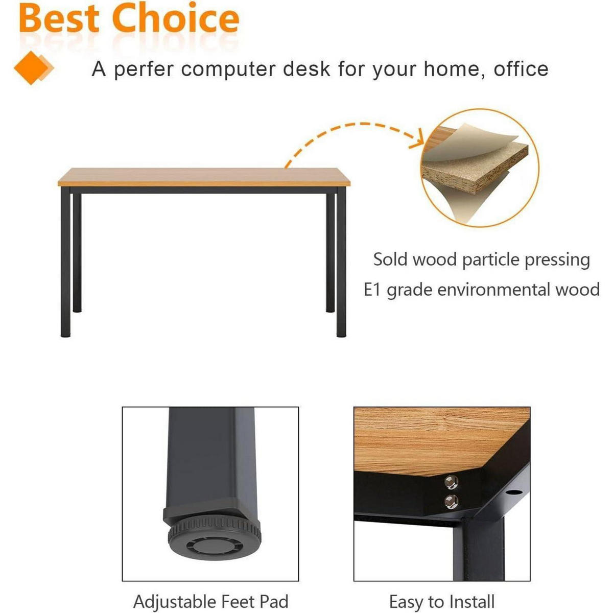 SCHREIBTISCH Computertisch Teak Schwarz 100 x 60 x 75 cm - Braun, Holzwerkstoff (100/60/75cm)