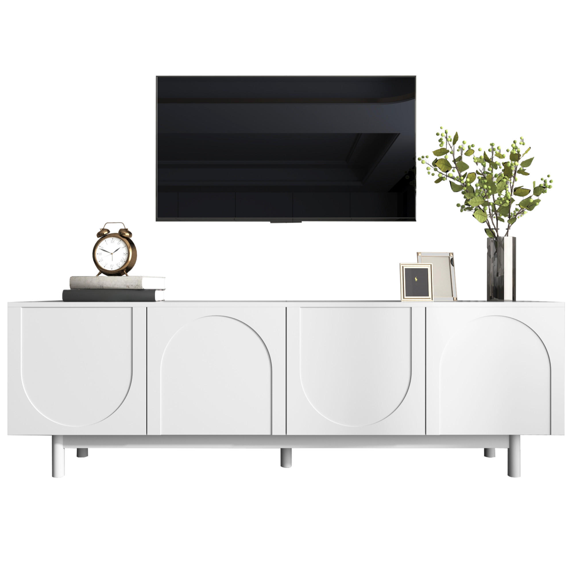 TV-ELEMENT mit 4 Türen 175 x 38 x 56 cm Weiß - Weiß, Holzwerkstoff (38/56/175cm) - Beauniv