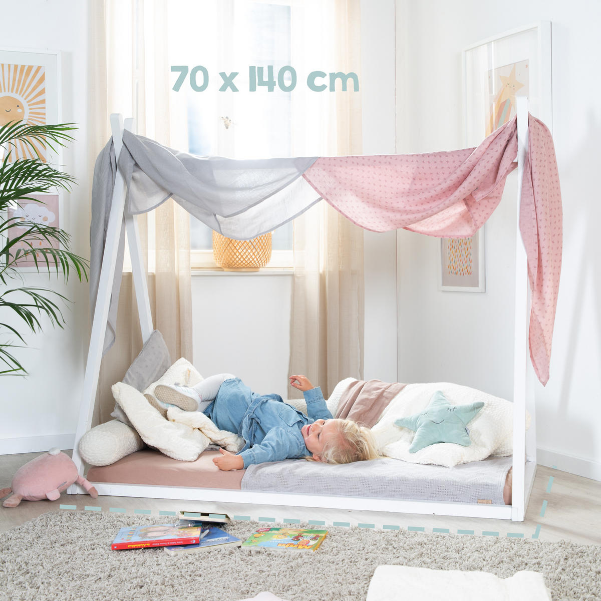 TIPPIBETT 70 x 140 cm Montessori Weiß - Weiß, Holzwerkstoff (70/140cm) - Roba