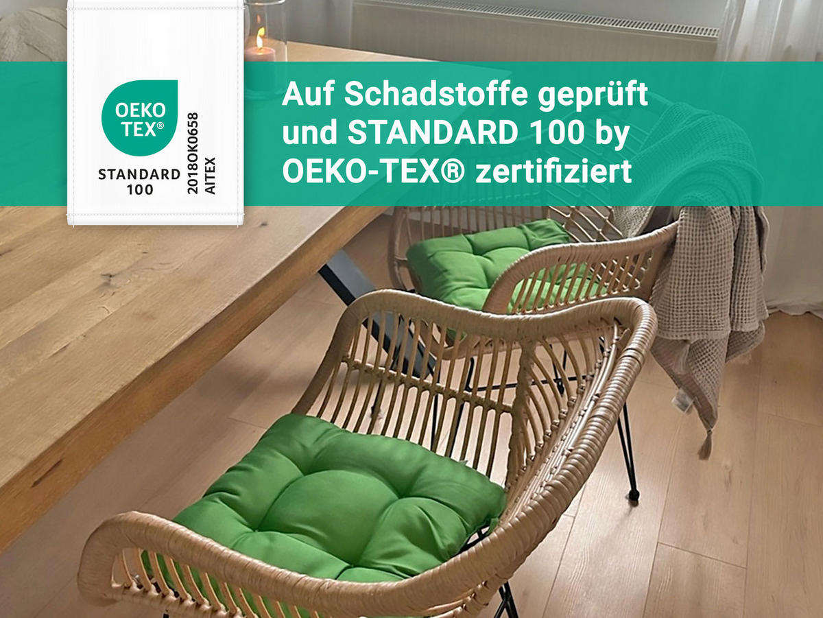 STUHLKISSEN, 4er-Set, 38x38 cm, 55% Baumwolle, 45% Polyester, Grün - Dunkelgrün, Textil (38/38/6cm) - Zollner