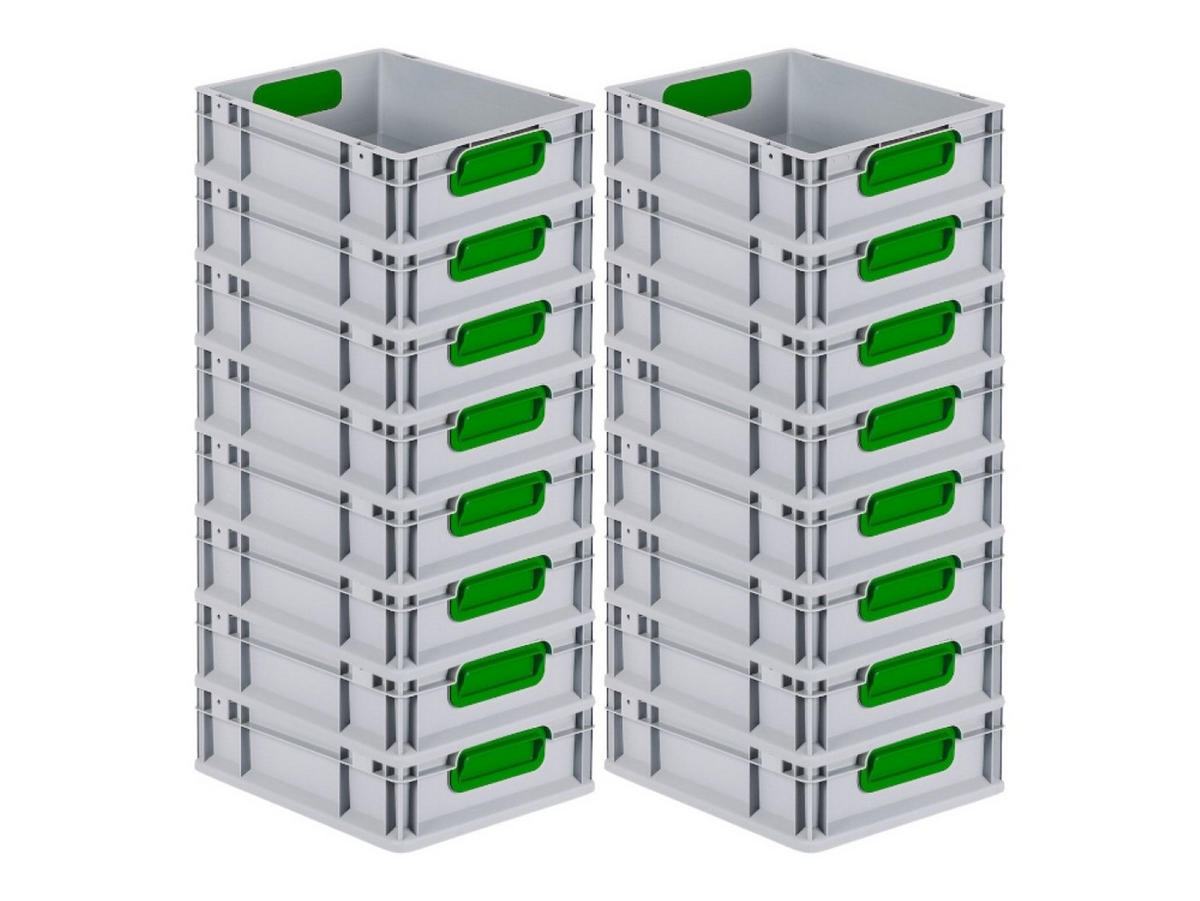 EUROBOX 16x Nextgen Color 12x30x40cm 11 Liter Griffe Grün Geschlossen - Grün, Kunststoff (30/12/40cm) - PROREGAL