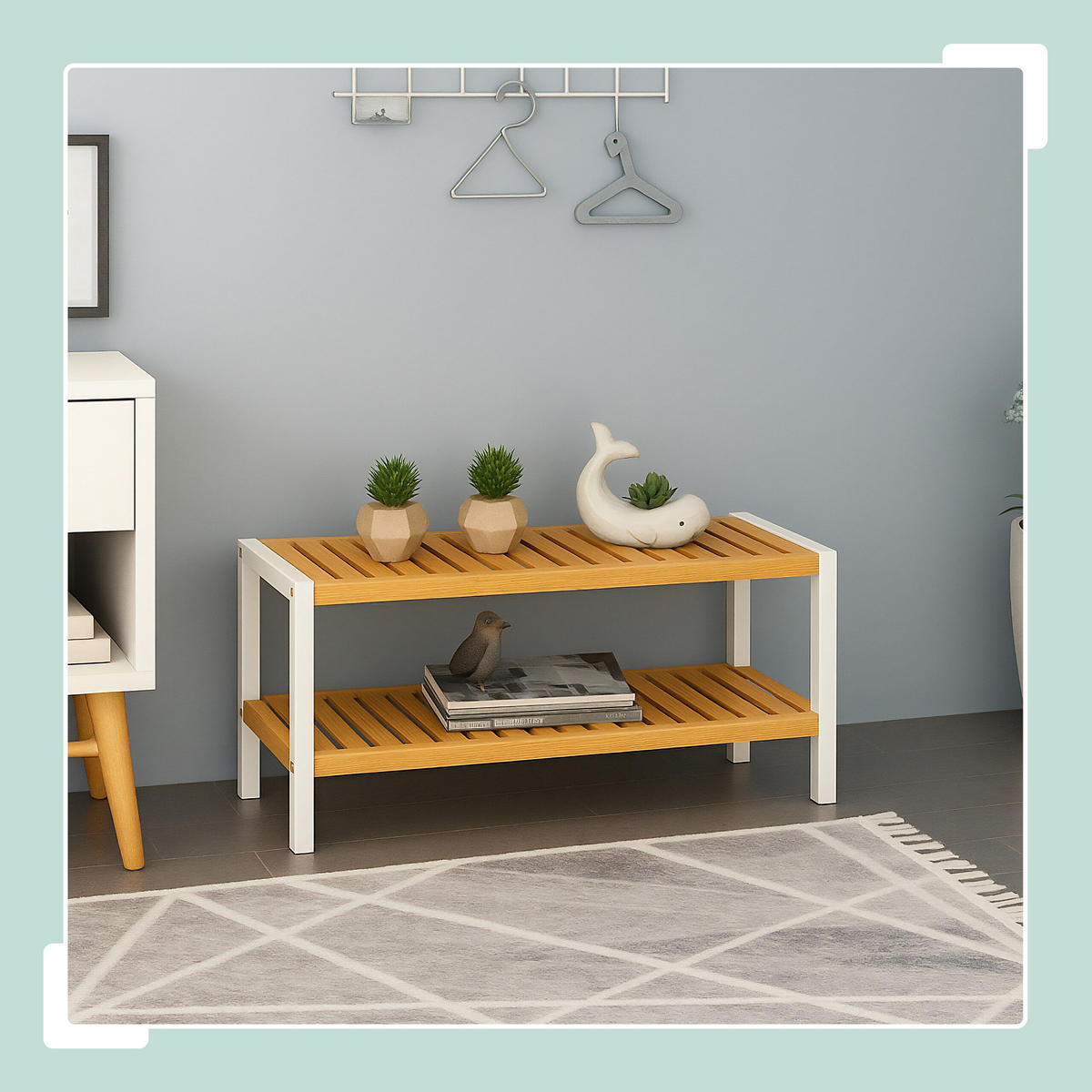 SCHUHREGAL - Hellbraun/Weiß, Holz (70/33/26cm) - Relaxdays