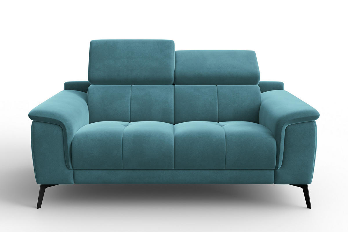 SOFA FIERO 2-Sitzer, Minter Veloursstoff - Schwarz/Mintgrün, Holz/Textil (170/82/103cm) - Courtois Laville