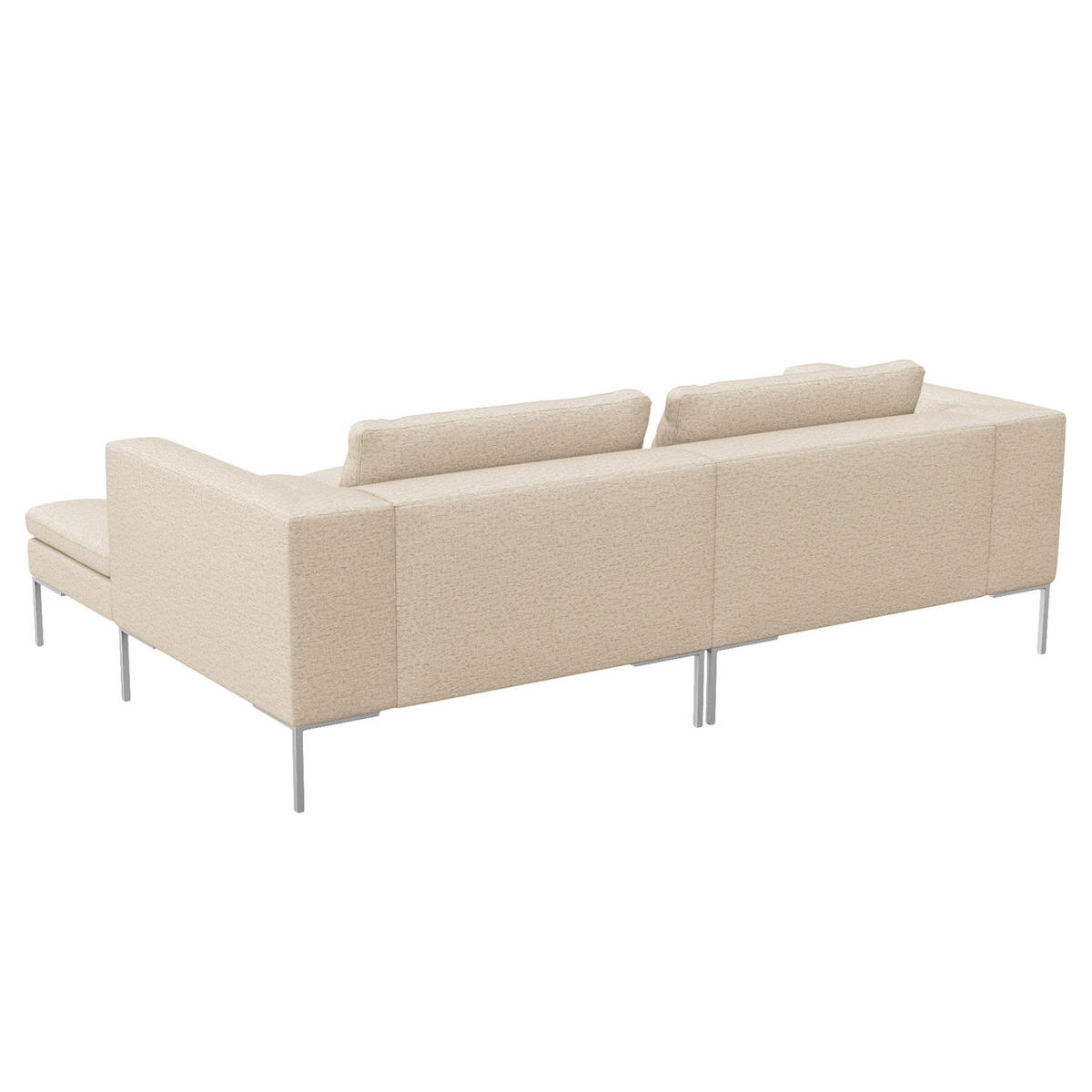 ECKSOFA mit breitem Ottomane - Webstoff - Chromfarben/Beige, Textil/Metall (244/170cm) - home24