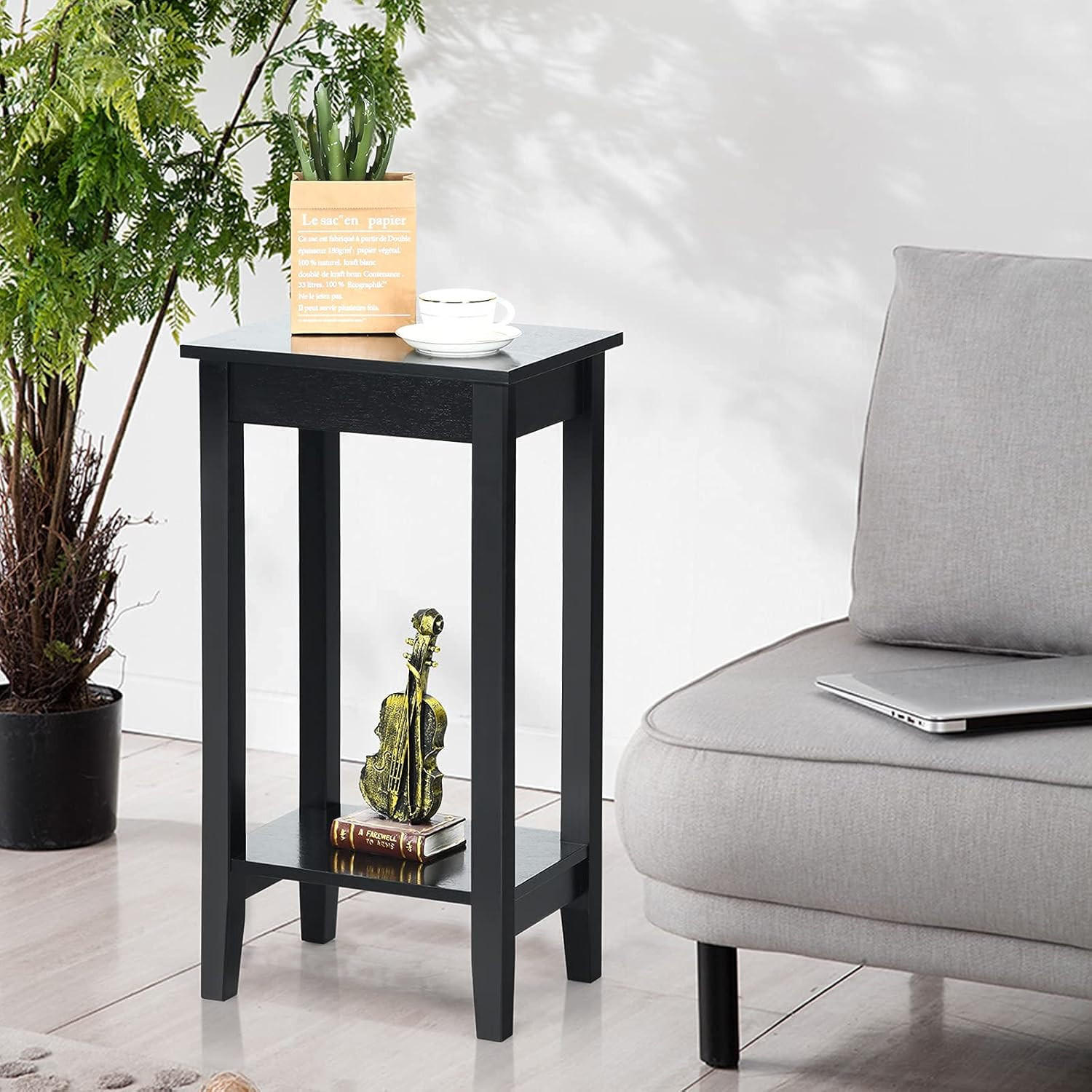 BEISTELLTISCH 74cm Schwarz - Schwarz, Holz (40/30/74cm) - COSTWAY