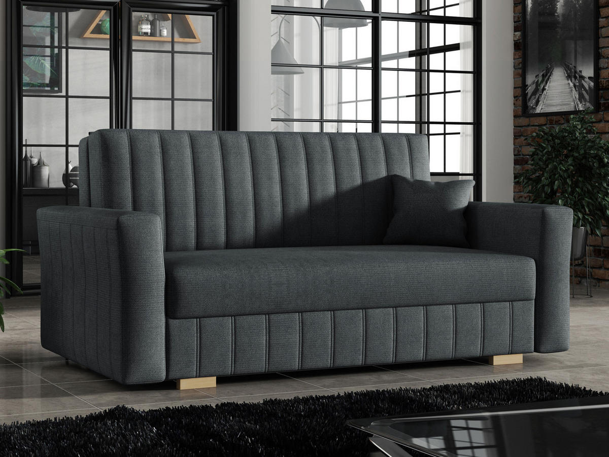 SCHLAFSOFA Viva Glam III - Graphitfarben/Naturfarben, Holz/Kunststoff (160/85/98cm) - MIRJAN24