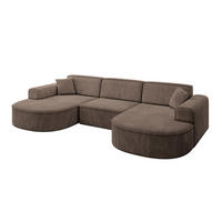 WOHNLANDSCHAFT MARI-U1 - 303x171x79 cm Braun Velours - Schwarz/Braun, Holzwerkstoff/Kunststoff (303/79/171cm) - ALTDECOR