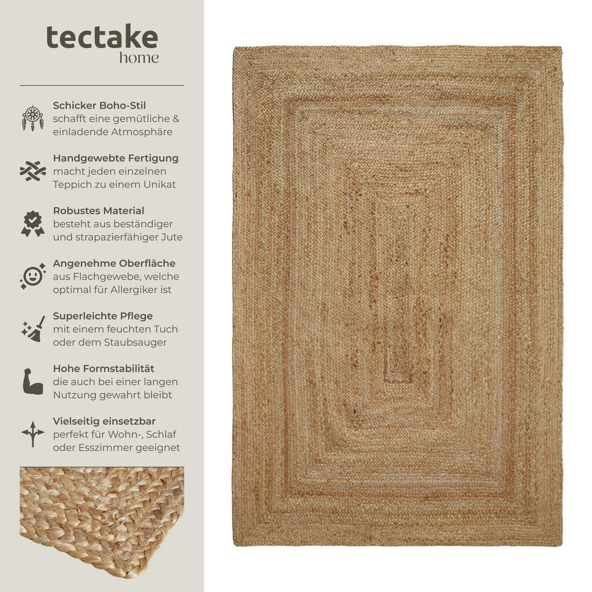 TEPPICH Handgewebt Glim, strapazierfähig und pflegeleicht, braun - Braun, Textil (160/230cm) - tectake