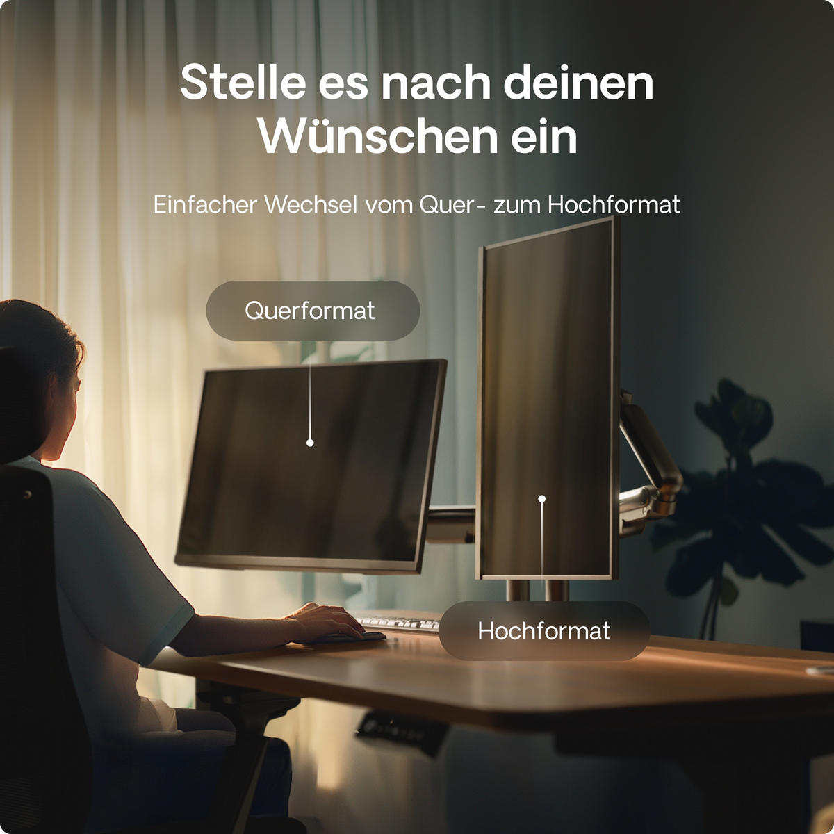 MONITORHALTERUNG, Schwarz, Tischhalterung für 2 Monitore 17"-32", VESA 75x75mm, VESA 100x100mm - Weiß, Kunststoff/Metall (95/12.4/62.3cm) - Desktronic