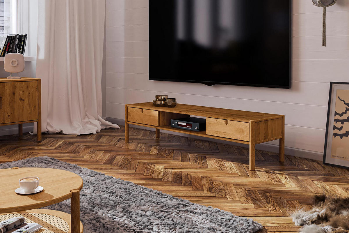 TV-SCHRANK INA Wildeiche - Dunkelbraun, Holz (160/39/46cm) - byoak