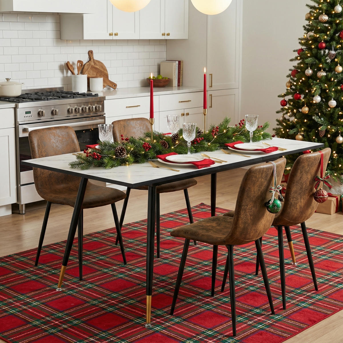 ESSZIMMERSTUHL 4er-Set in Braun Wildleder-Optik Vintage-Design - Schwarz/Braun, Holzwerkstoff/Textil (44/87/54cm) - Urban Meuble