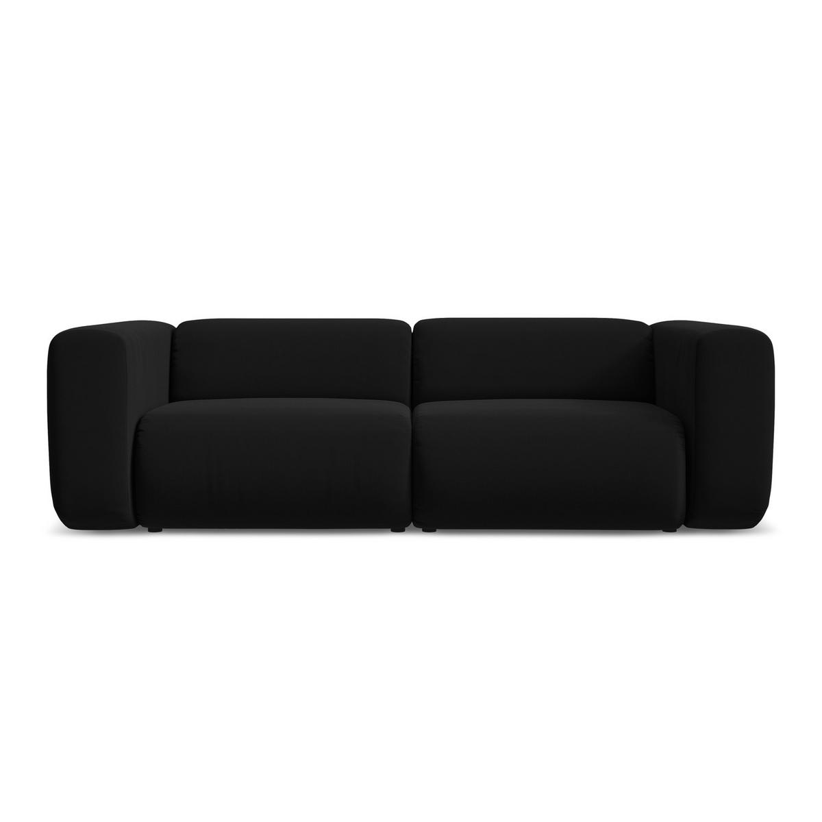 3-SITZER SOFA Samt Stoff Schwarz - Schwarz, Kunststoff/Textil (228/70/89cm) - LaMiaSofa