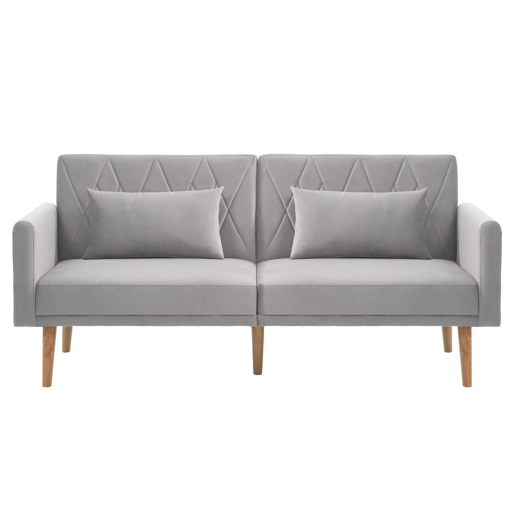 SCHLAFSOFA 2-Sitzer Samtstoff Bettfunktion Kompakt Grau - Grau, Holz (81.99/25.48/44.98cm) - FLIEKS