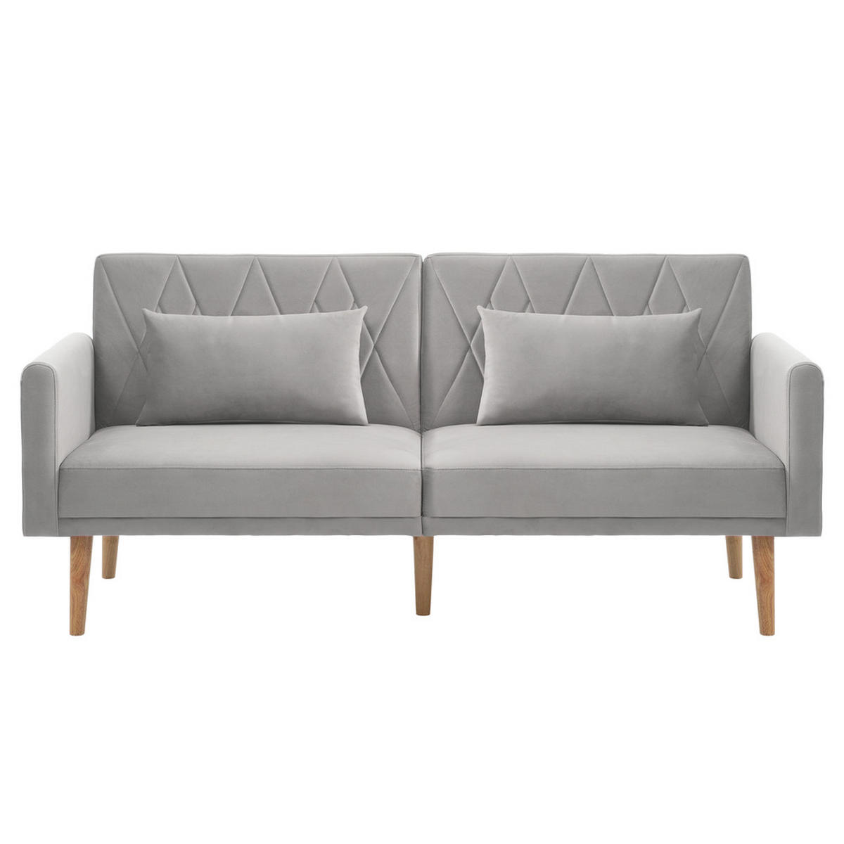 SCHLAFSOFA 2-Sitzer Samtstoff Bettfunktion Kompakt Grau - Grau, Holz (81.99/25.48/44.98cm) - FLIEKS