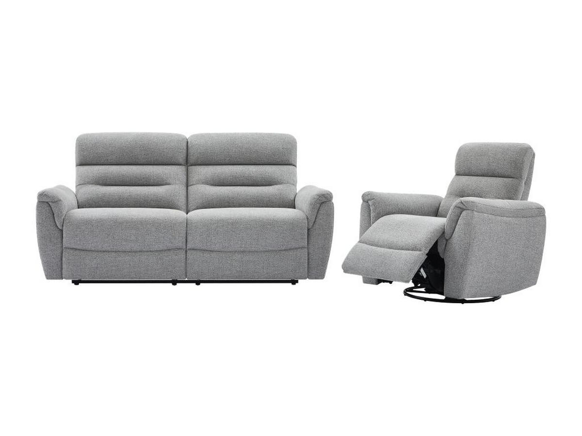 3-SITZER Sofa + elektrischer Relaxsessel - Strukturstoff - Grau - BREVIO - Grau, Textil (91/101/193cm) - Vente-Unique