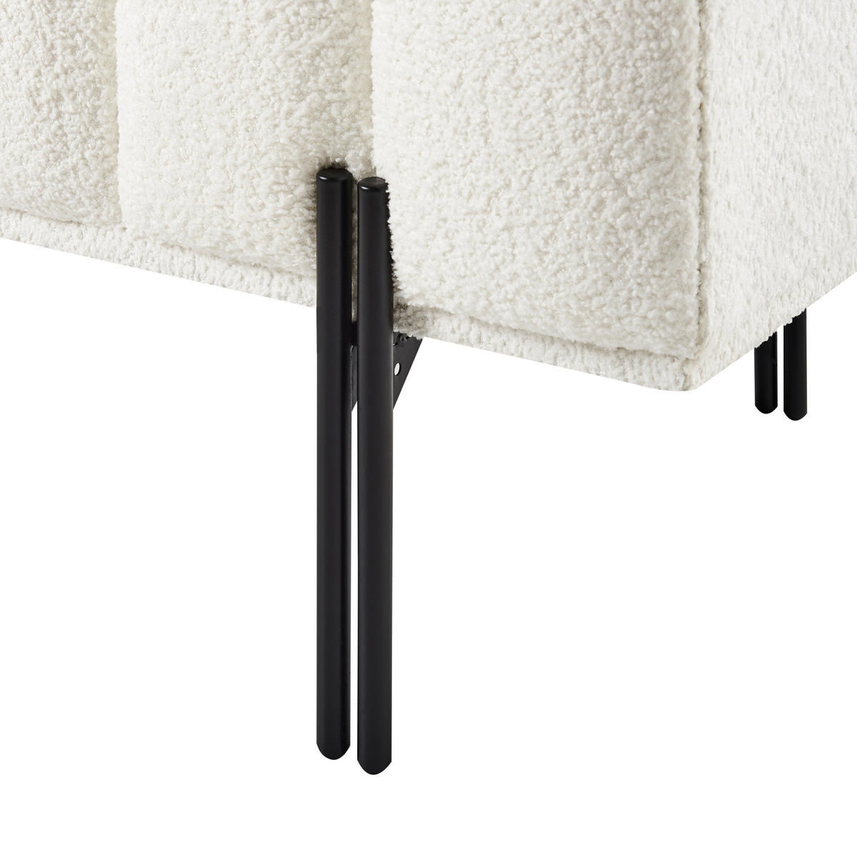 BANK Cremeweiß Carey - Schwarz/Weiß, Textil (125/44/49cm) - Beliani