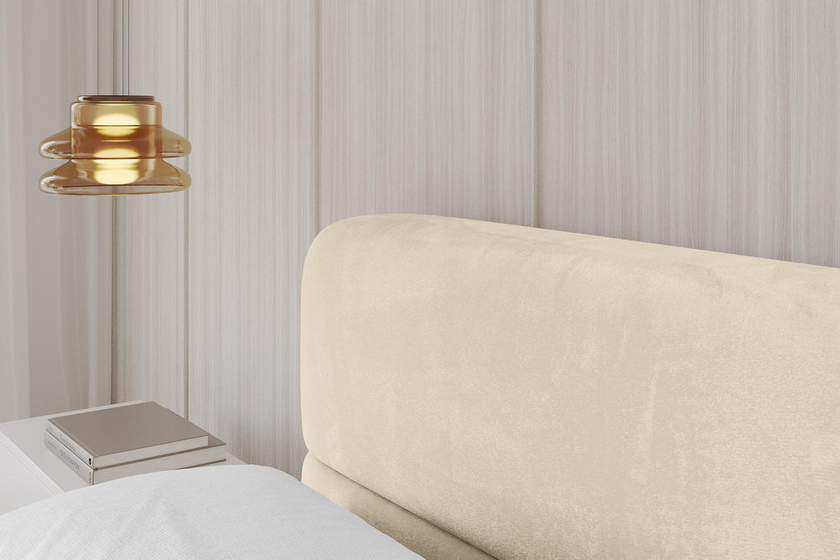 POLSTERBETT mit Bettkasten und Lattenrost, Boxbett ohne Matratze - ELVA-v1 120x200 Beige - Beige, Holzwerkstoff/Textil (120/200cm) - ALTDECOR