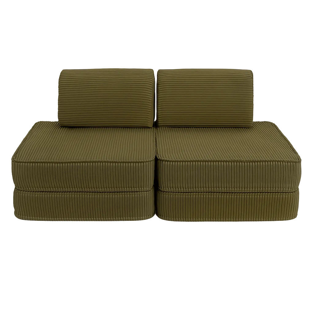 KINDERSOFA AESTHETIC 120 cm Cord Khaki 4 Stk - Grün, Textil (60/12.5/120cm) - MeowBaby